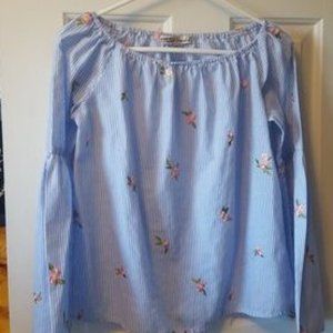 Gypsies&Moondust Pinstriped and Floral Blouse